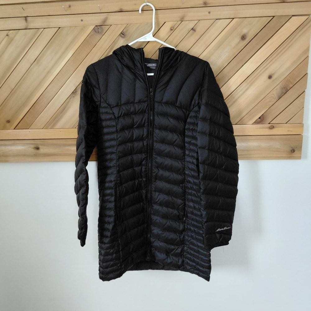 Eddie Bauer Long Down Jacket Black Size Small